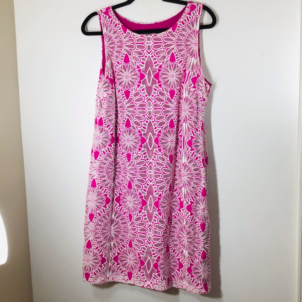 Badgley Mischka Pink and White Floral Dress